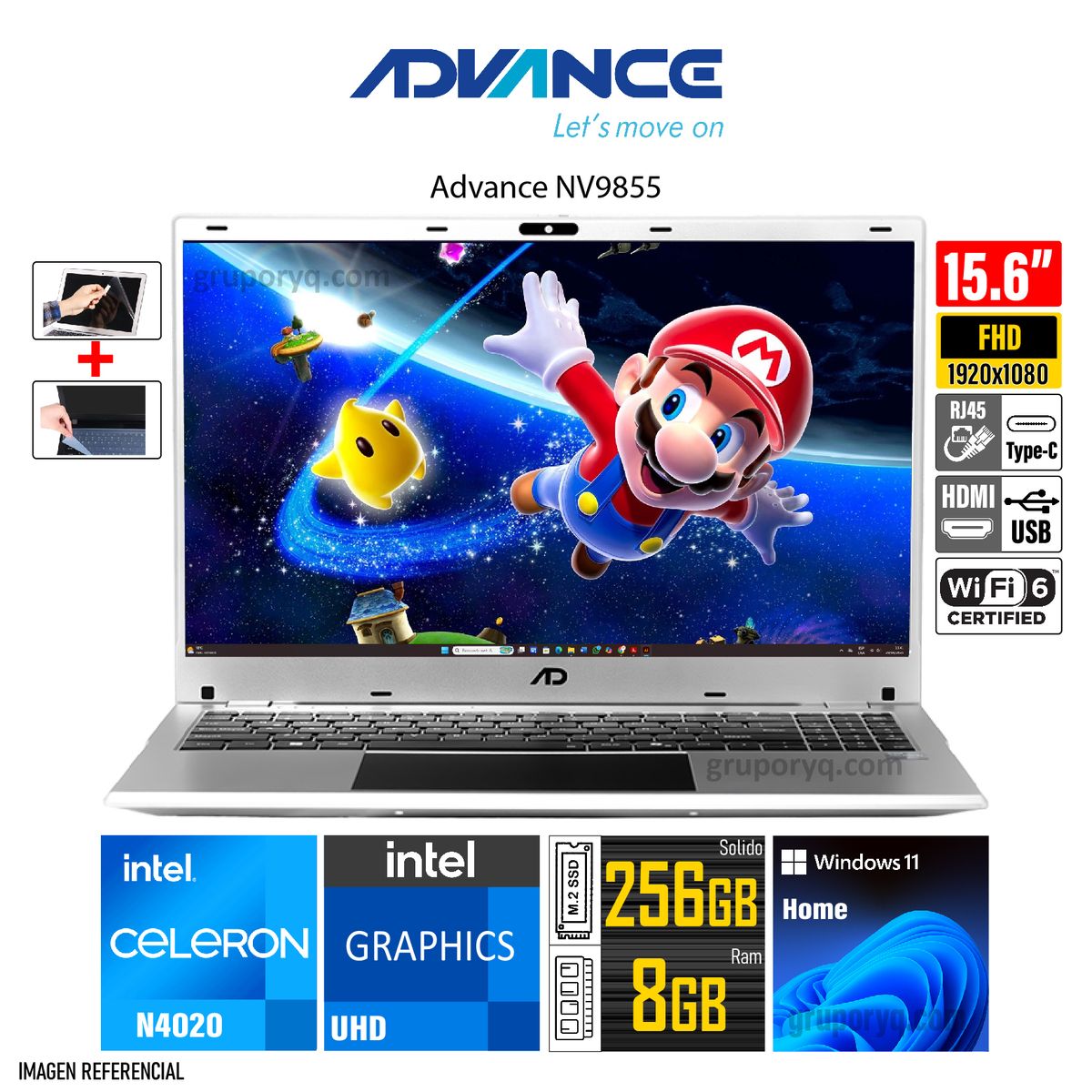 ADVANCE - Laptop Advance NV9855 Intel Celeron Pantalla 156 FHD IPS RAM 8GB SSD 256GB