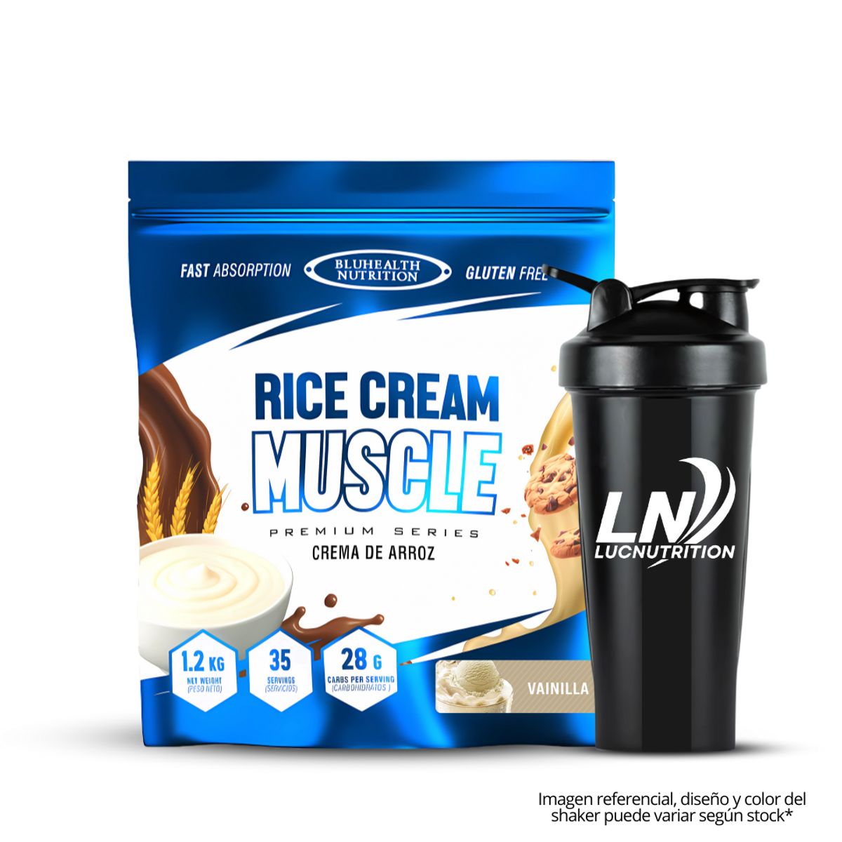GENERICO - Crema de arroz 1.2 kg Bluhealth Nutrition Vainilla + Shaker