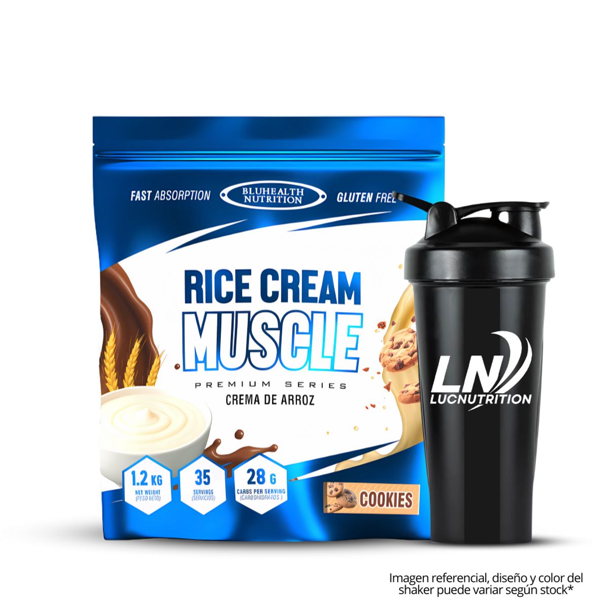GENERICO - Crema de arroz 1.2 kg Bluhealth Nutrition Cookie and cream + Shaker