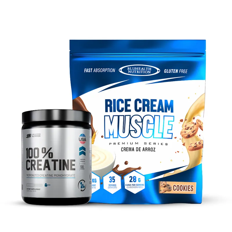 GENERICO - Crema de arroz 1.2 kg Bluhealth Nutrition Cookie and cream + Creatina Universe nutrition 250 g