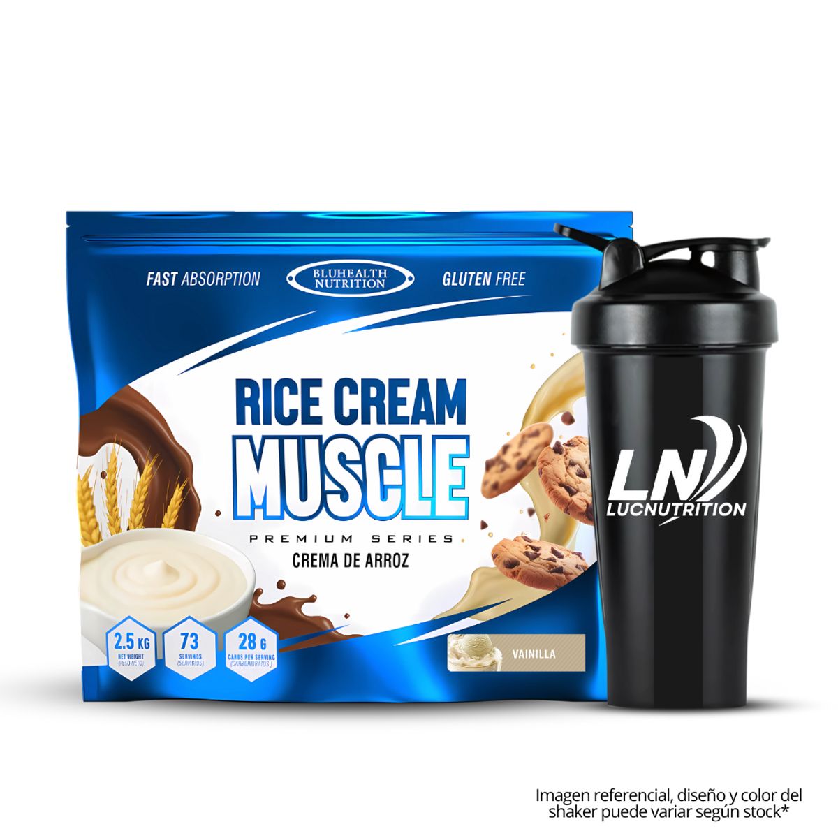 GENERICO - Crema de arroz 2.5 kg Bluhealth Nutrition Vainilla + Shaker