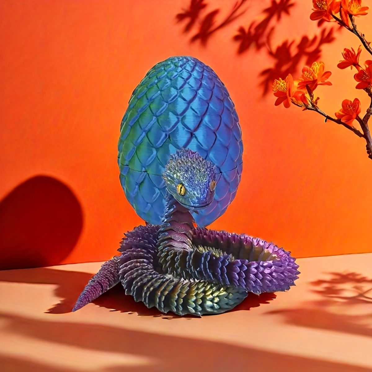 VATYERTY - Escultura de huevo de serpiente impresa en 3D con gafas Azul