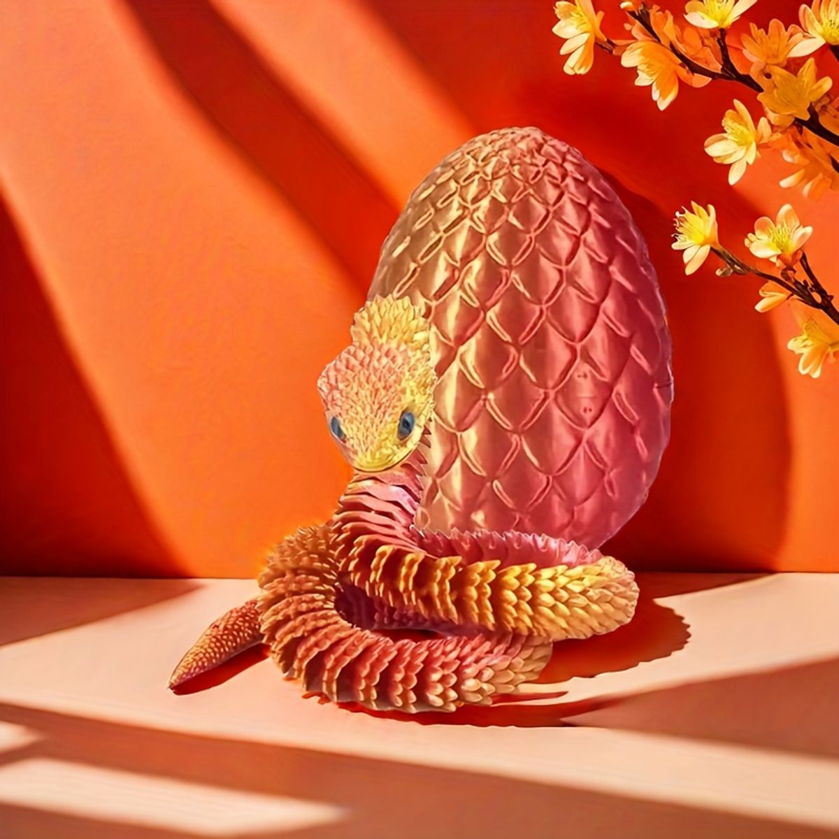 VATYERTY - Escultura de huevo de serpiente impresa en 3D con gafas Rojo