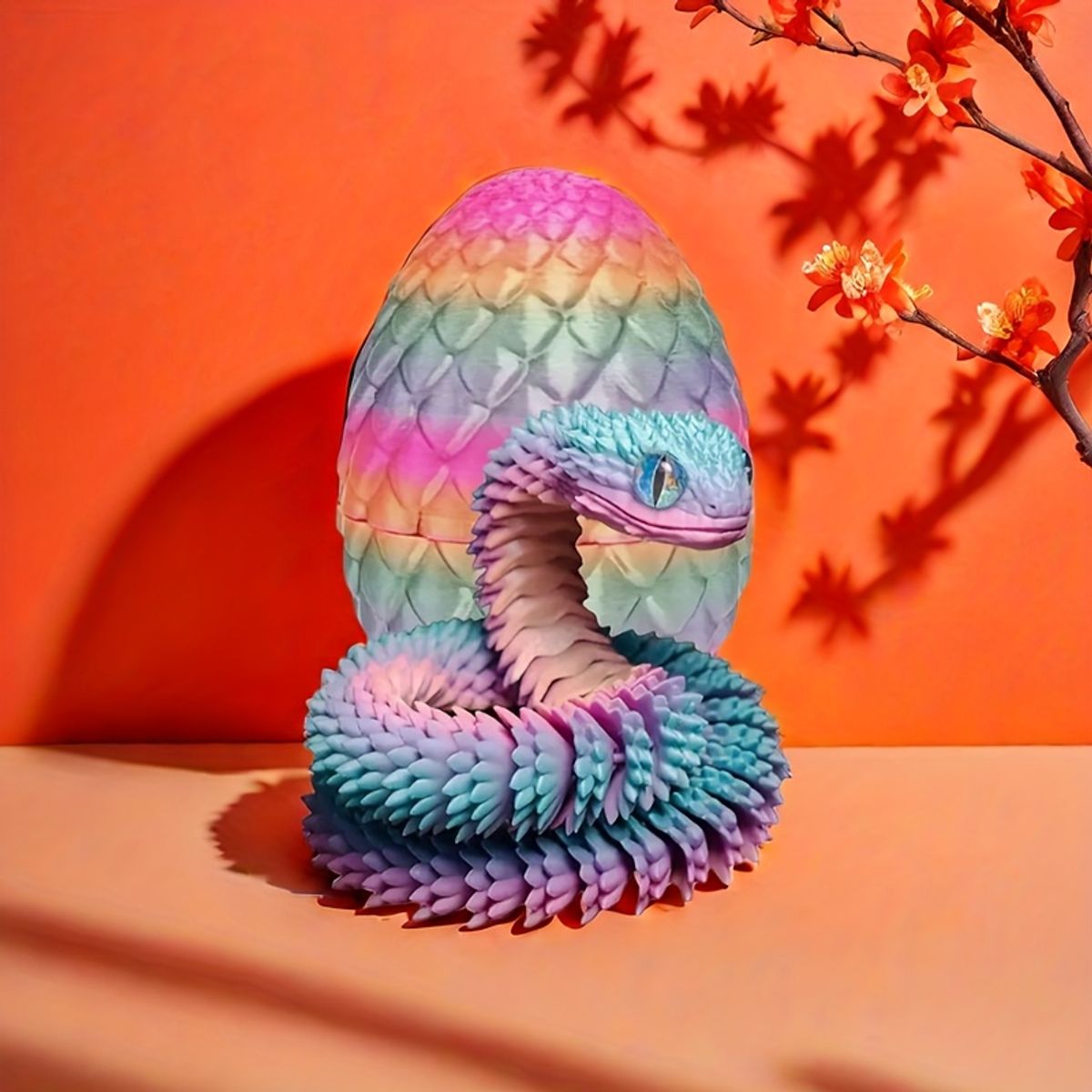 VATYERTY - Escultura de huevo de serpiente impresa en 3D con gafas Rosa