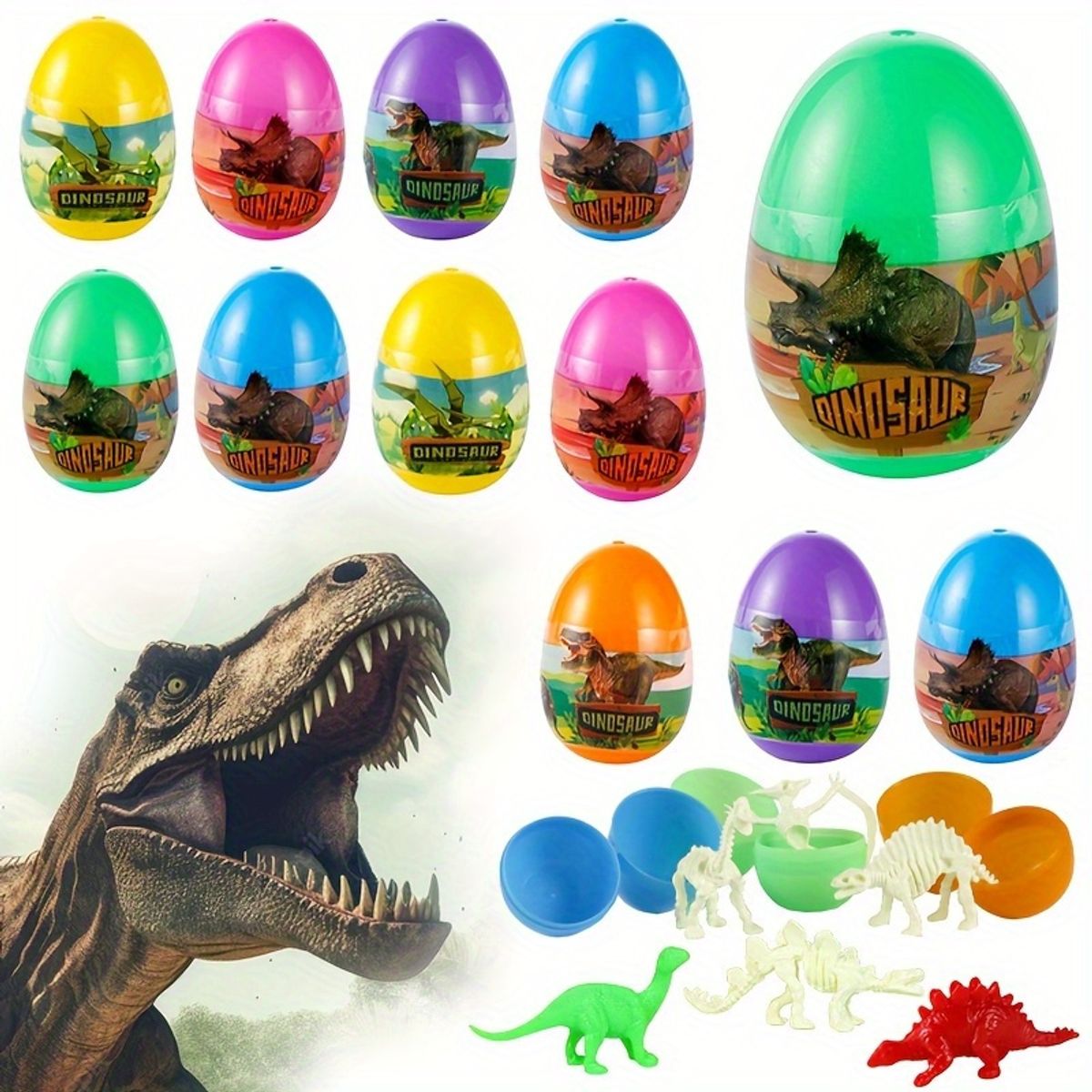VATYERTY - 10 huevos de la suerte de dinosaurio de colores aleatorios