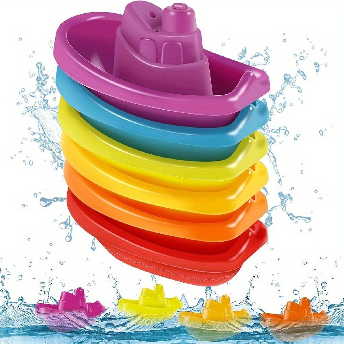Juguetes de baño para bebés juguetes apilables para niños pequeños, marca VATYERTY - Foto Principal