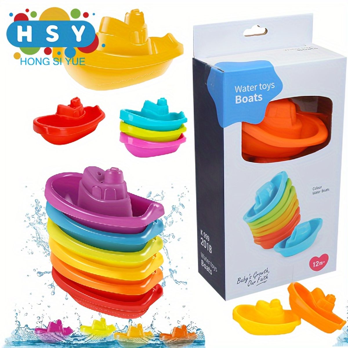 Juguetes de baño para bebés juguetes apilables para niños pequeños, marca VATYERTY - Foto 2