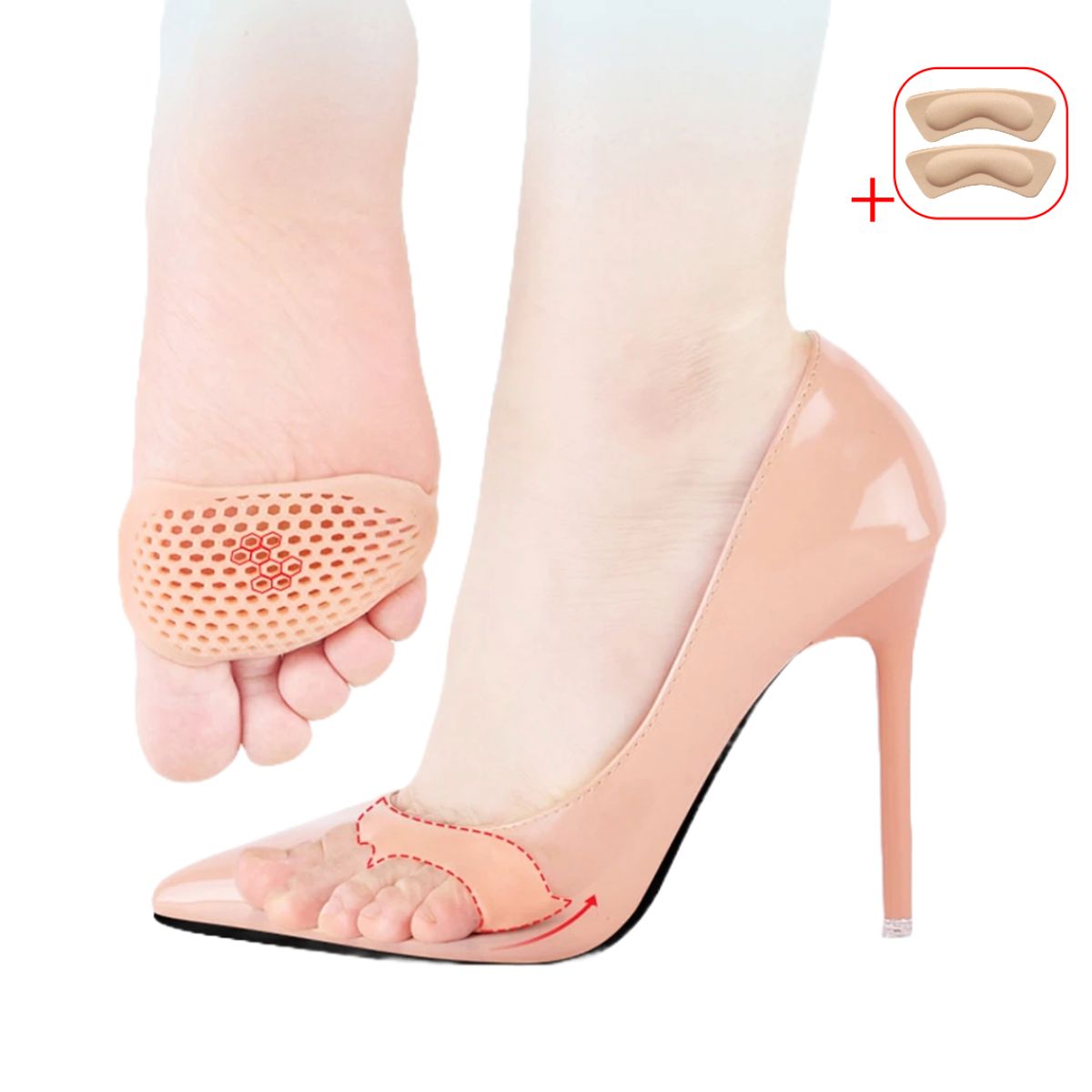 GENERICO - Protector Frontal del pié para Tacos Altos Elástico Almohadilla