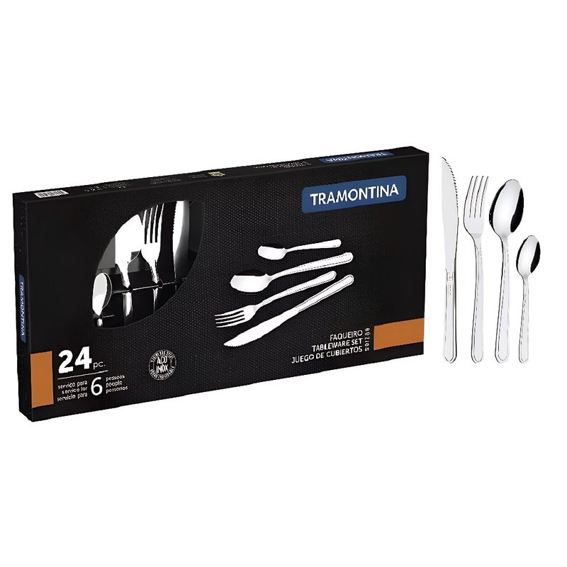 TRAMONTINA - Cubiertos de Acero Inoxidable  24 pzas  TRAMONTINA