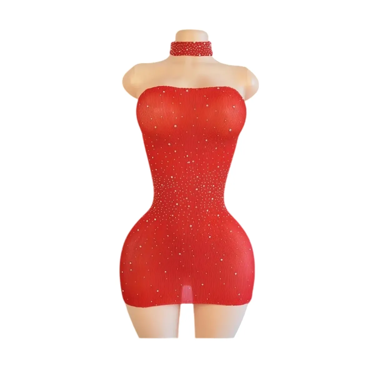 GENERICO - LENCERIA CORPORAL MALLA  CATSUIT VESTIDO BRILLOS