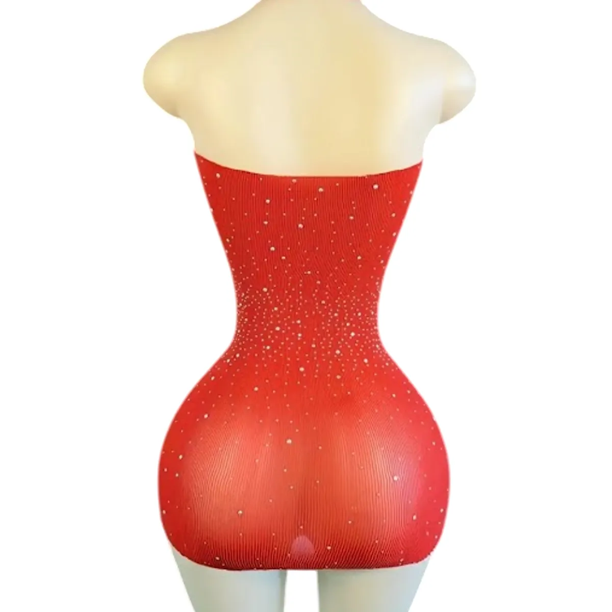 GENERICO - LENCERIA CORPORAL MALLA  CATSUIT VESTIDO BRILLOS