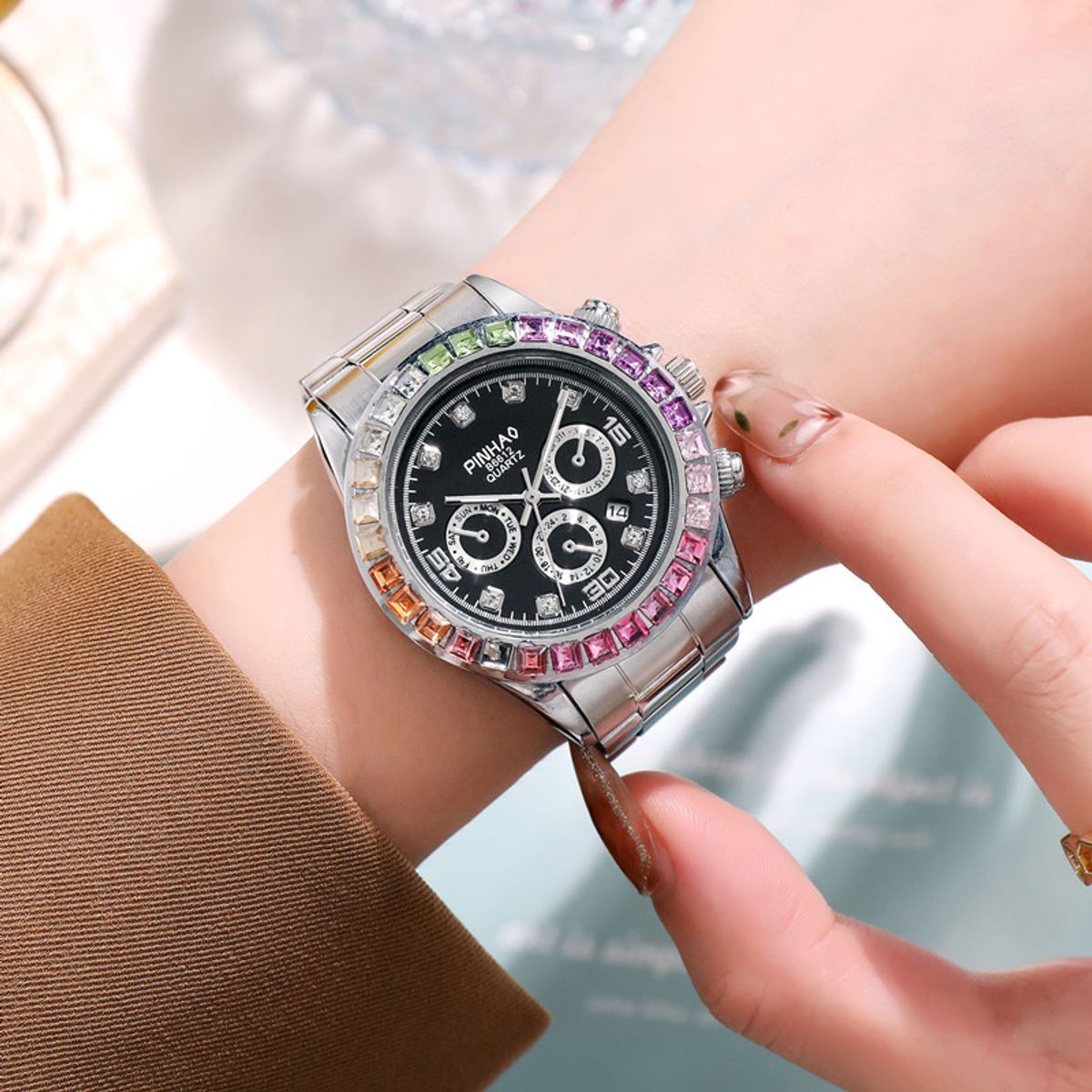 OVOTOUMI - Toumi CD reloj mecánico de gran dial impermeable - Black