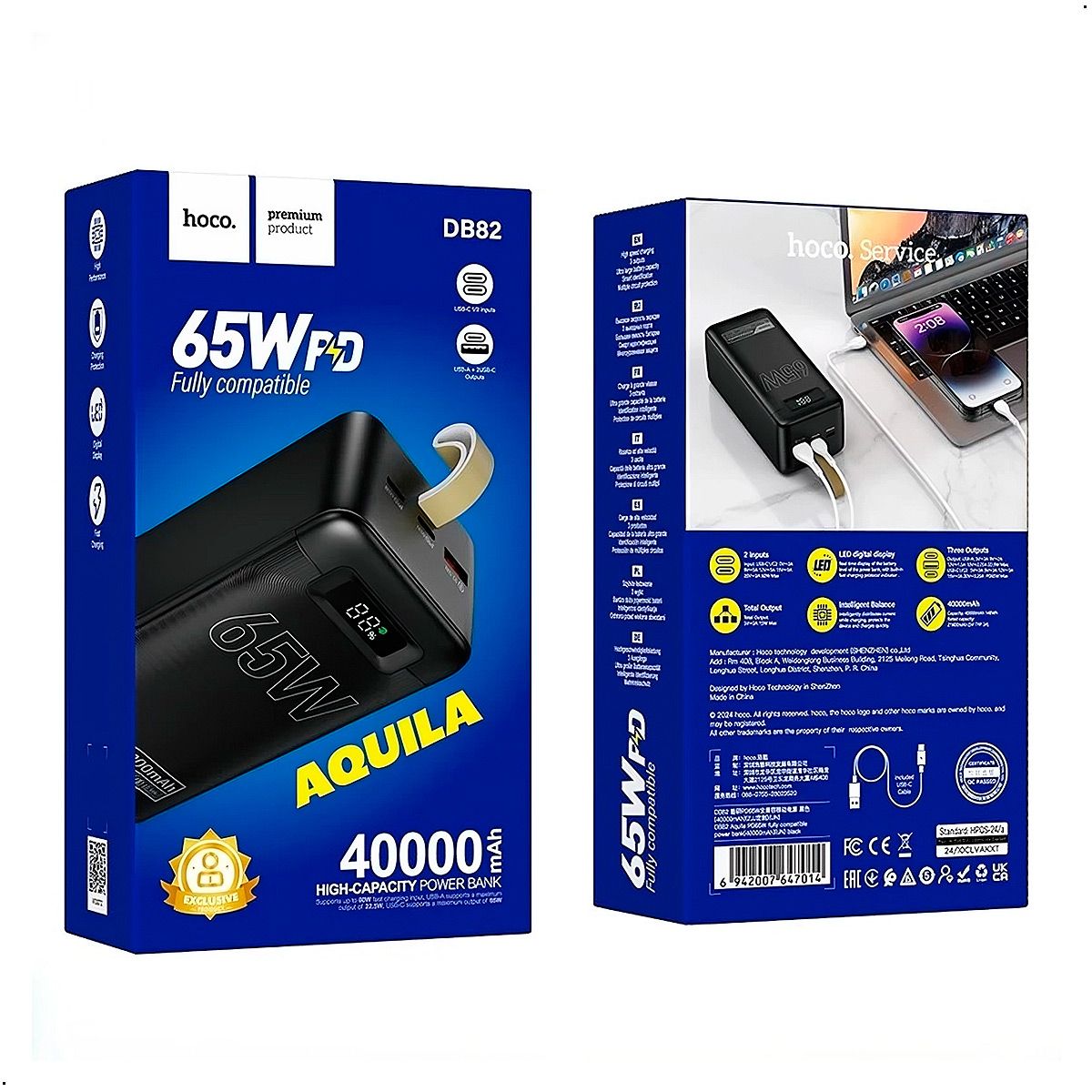 HOCO - Power Bank Hoco Db82 Portatil 65w Carga Rapida De 40.000 mah