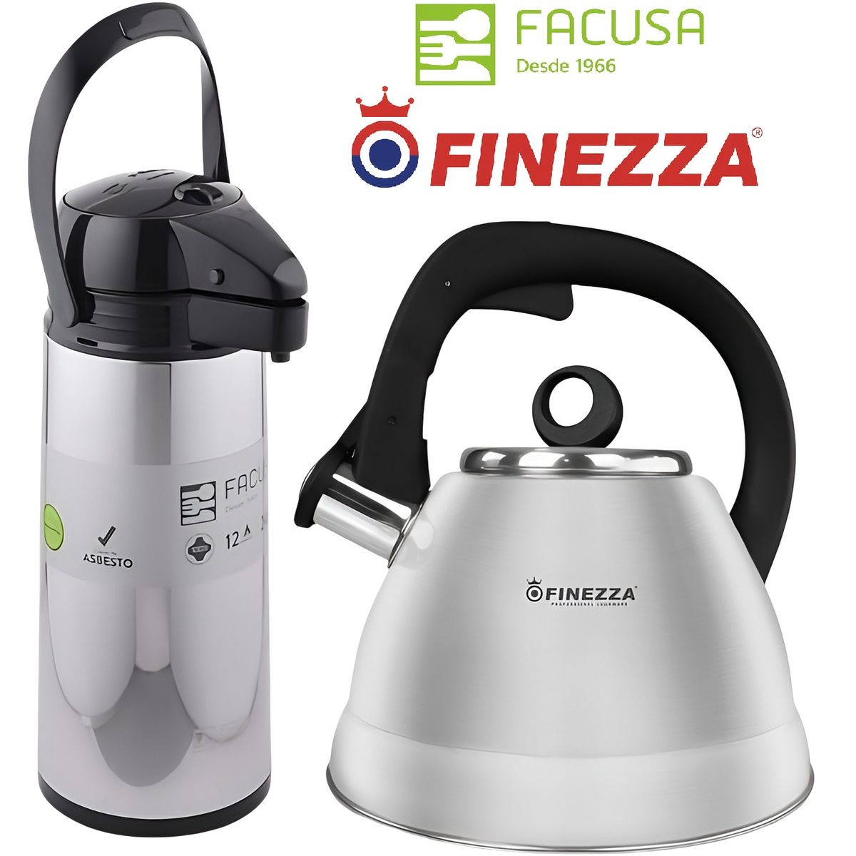 FINEZZA - Combo Tetera de 2.50 lts Finezza y Termo Sifón 1.90 litros Facusa