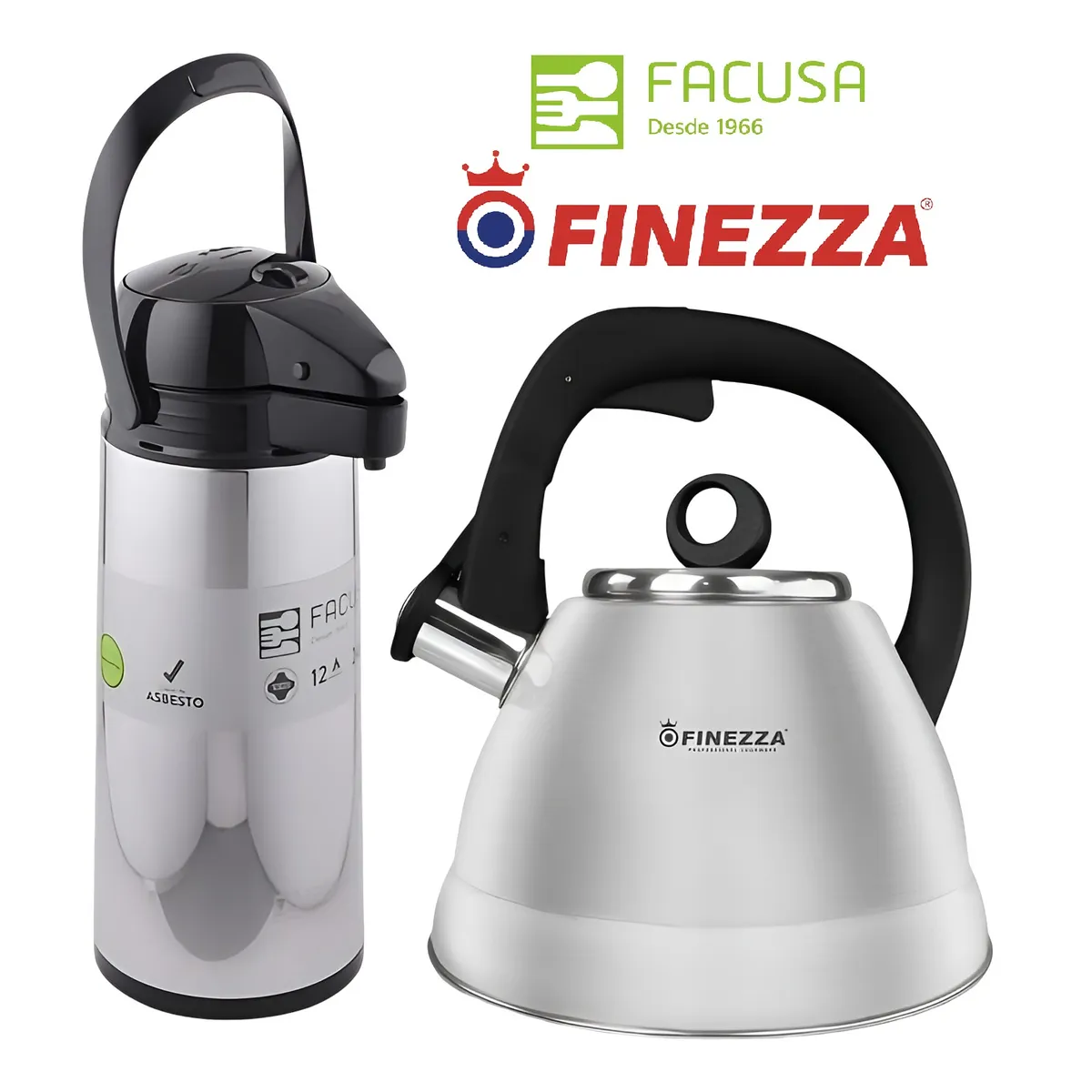 FINEZZA - Combo Tetera de 2.50 lts Finezza y Termo Sifón 1.90 litros Facusa