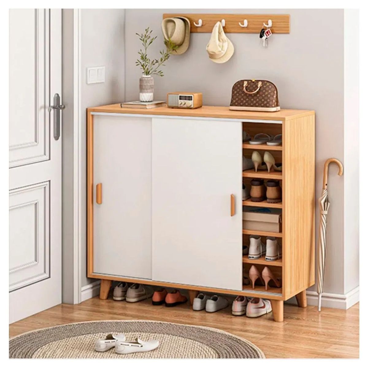 VENTITAS HOME - Zapatera Ventitas Home Sapphira Rovere Y Blanco Con Puertas