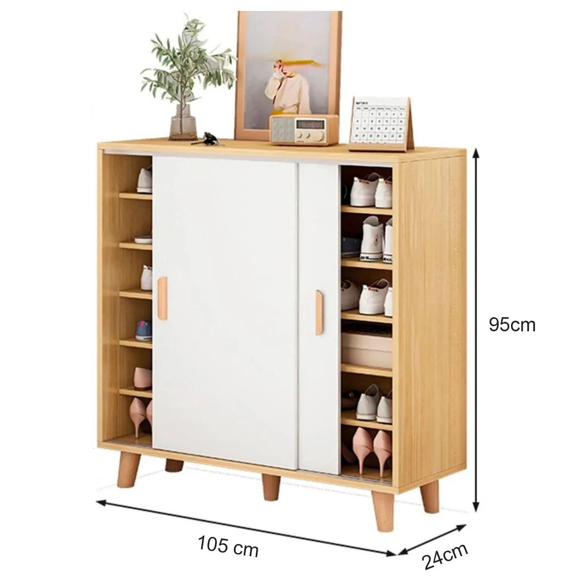 VENTITAS HOME - Zapatera Ventitas Home Sapphira Rovere Y Blanco Con Puertas