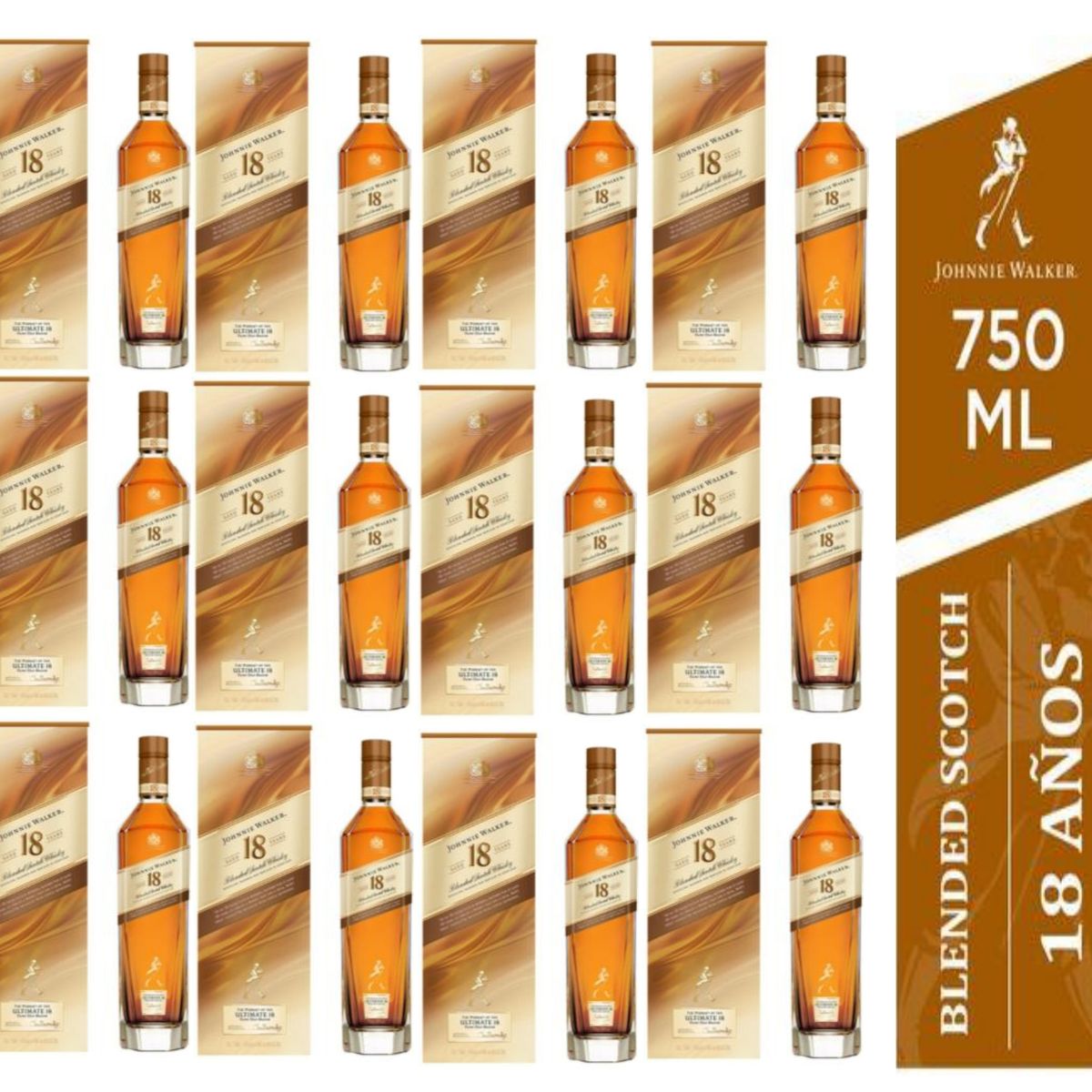 JOHNNIE WALKER - Whisky 18 Años Botella 750ml - 12 UND