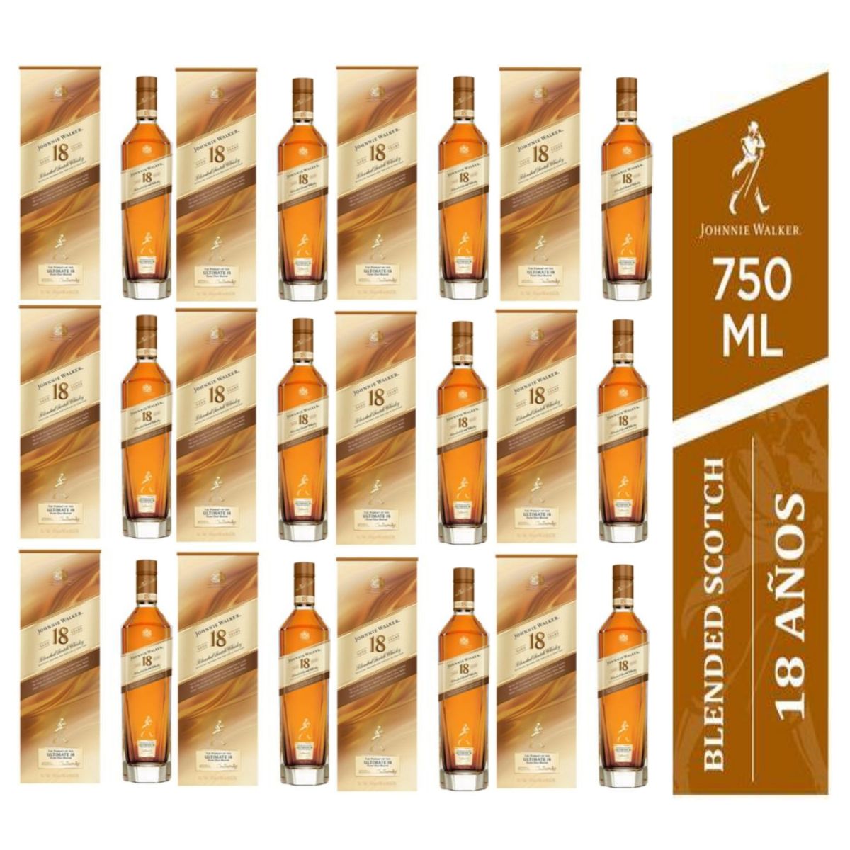 JOHNNIE WALKER - Whisky 18 Años Botella 750ml - 12 UND