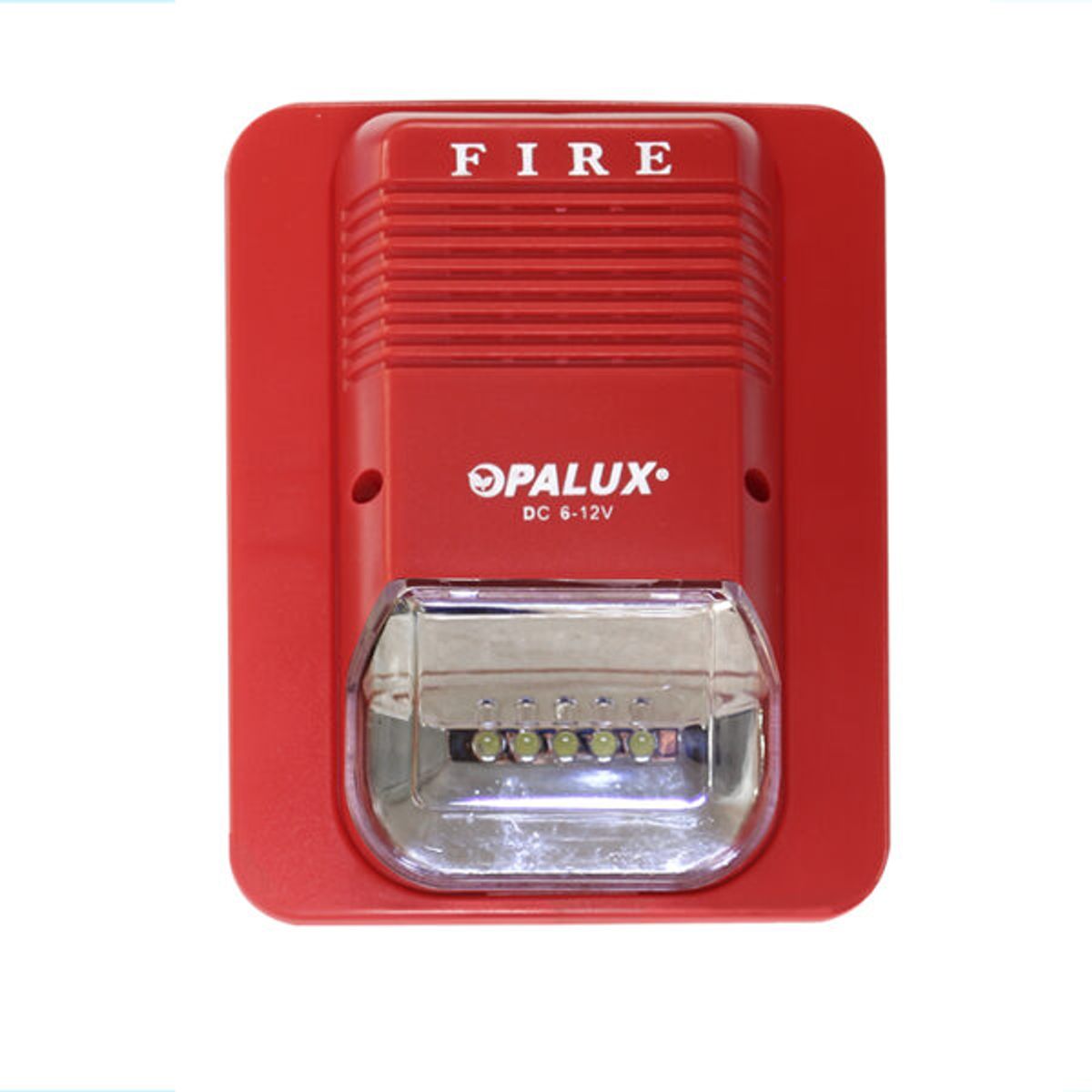 OPALUX - Sirena contra incendios OPALUX de 12V con luz estroboscópica