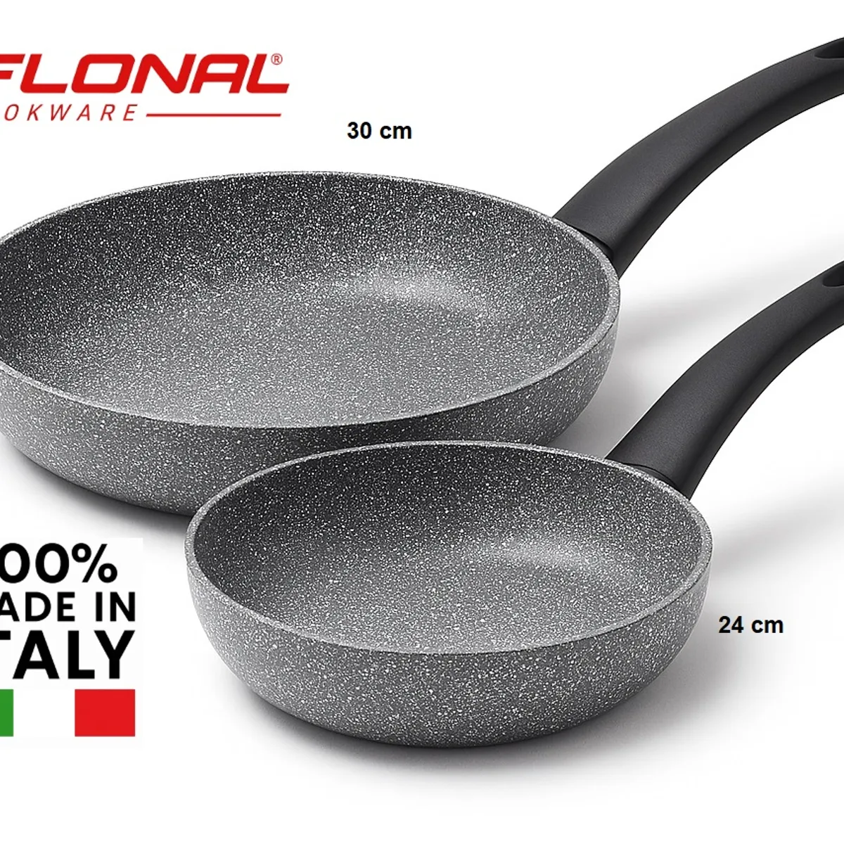 LA ITALIANA - Sarten 24cm  y 30cm  ROCA VOLCANICA - HECHO EN ITALIA...