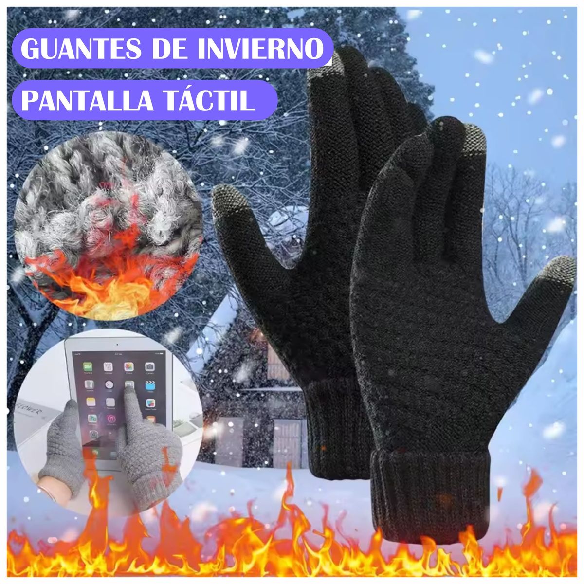 GENERICO - Guantes Invierno Frio Unisex Premium Táctil Touch Negro