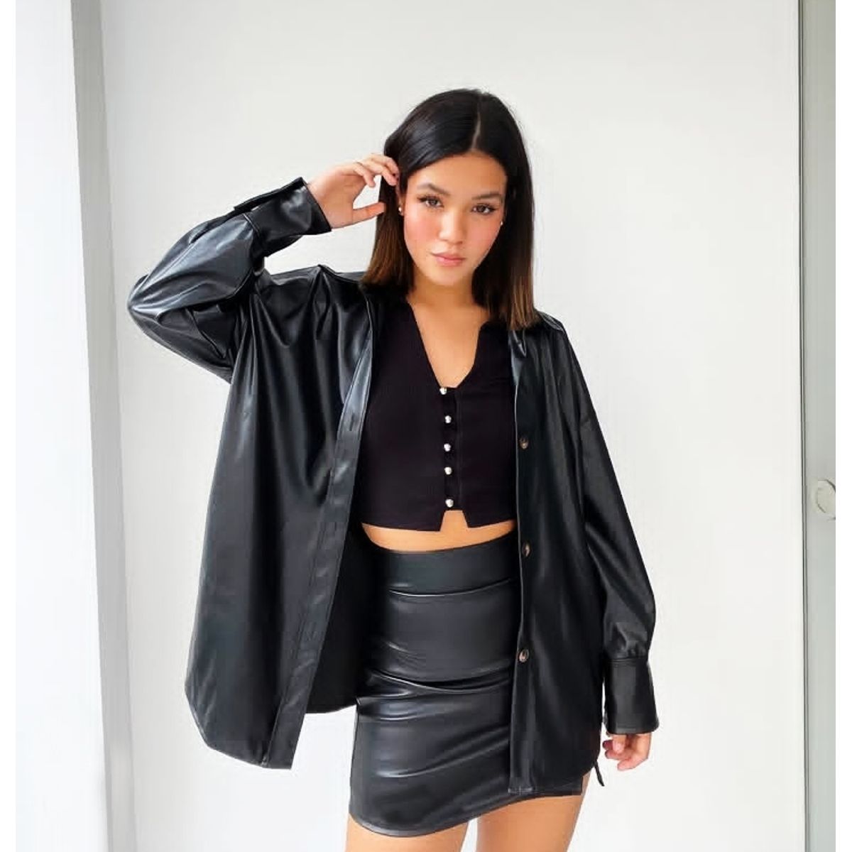 GENERICO - CAMISA CUERINA OVERSIZE MODA PARA MUJER