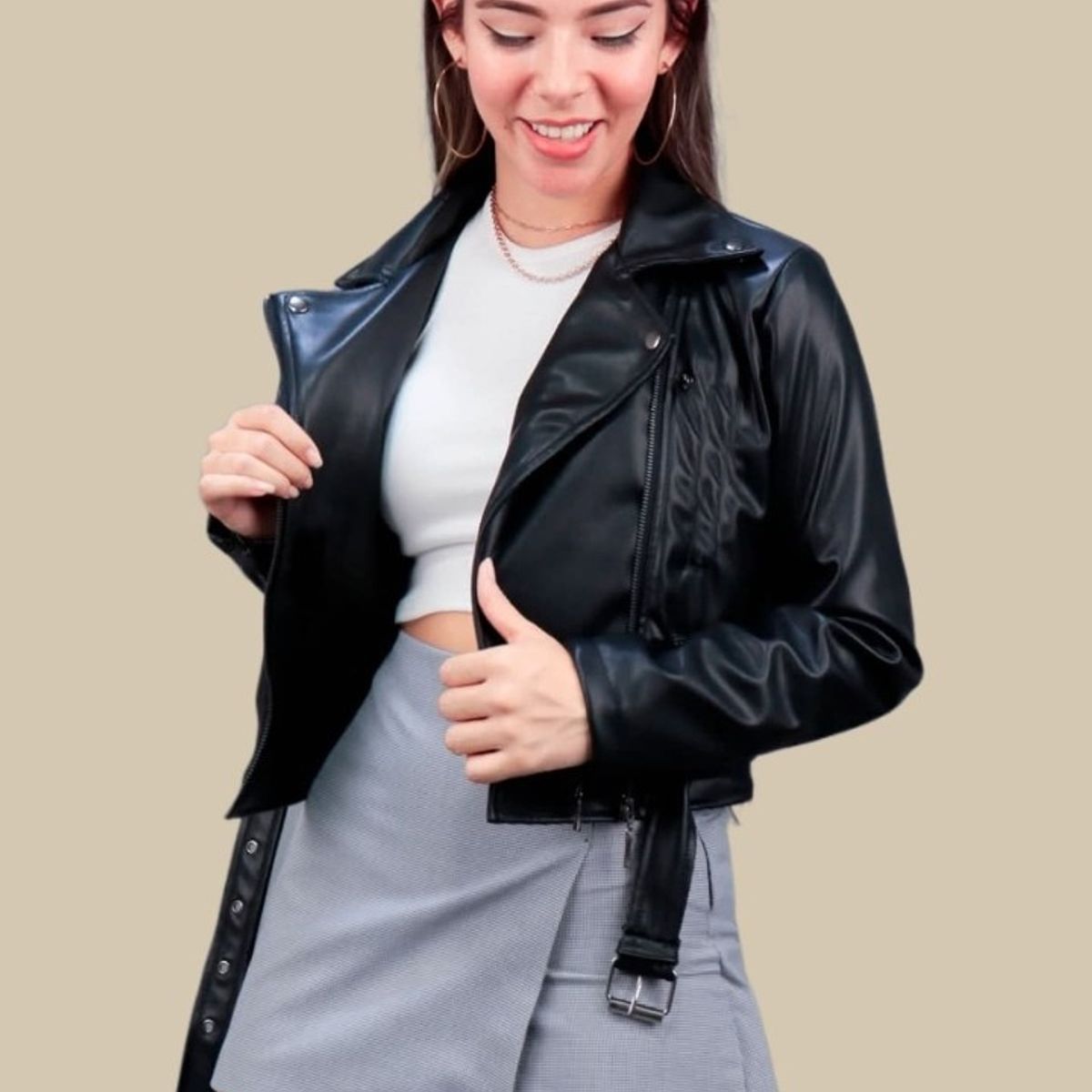 GENERICO - CASACA RETRO PARA MUJER NEGRA