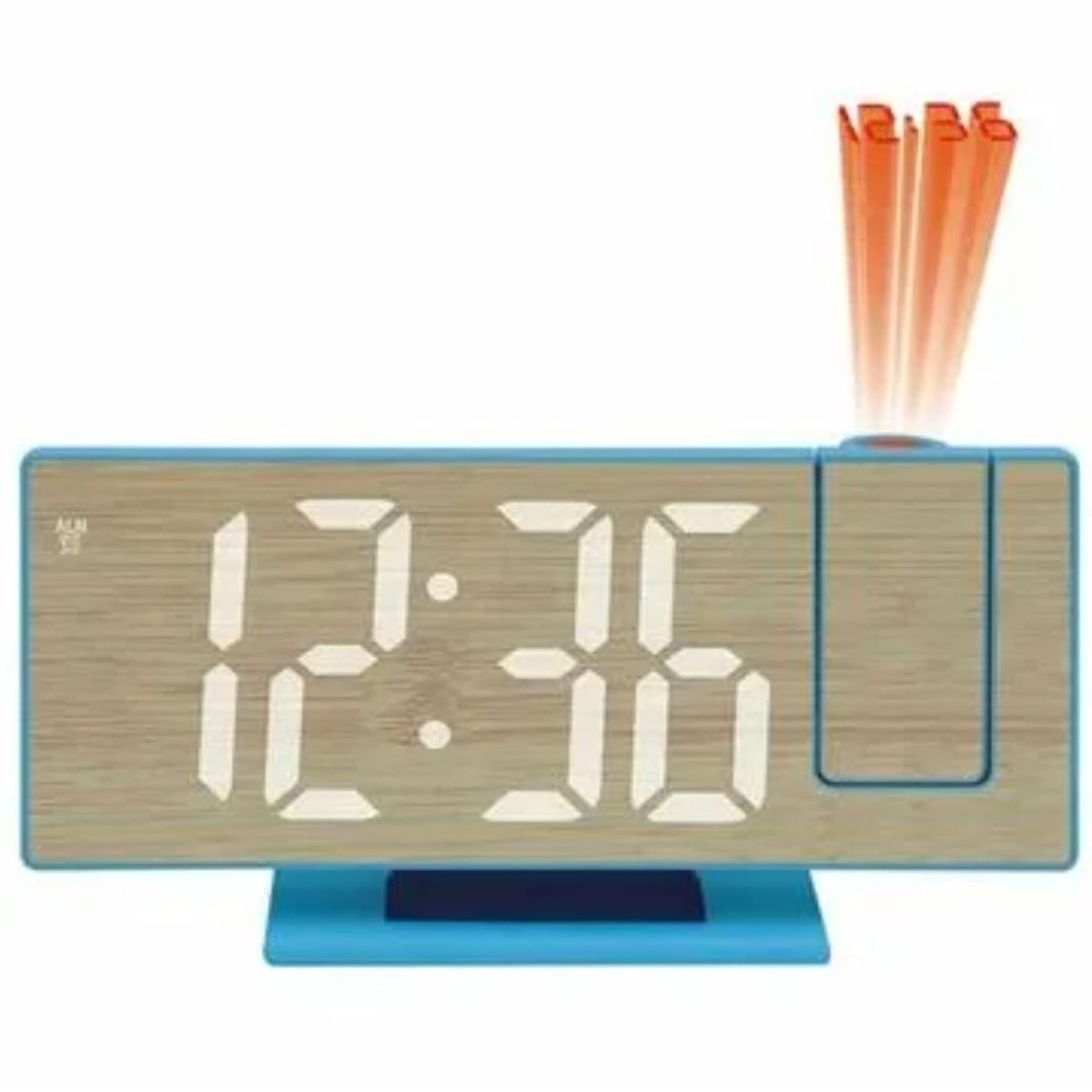 AMAZON - RELOJ  DIGITAL DE ESCRITORIO CON PROYECTOR  HUMEDAD Y TEMPERATURA AZUL