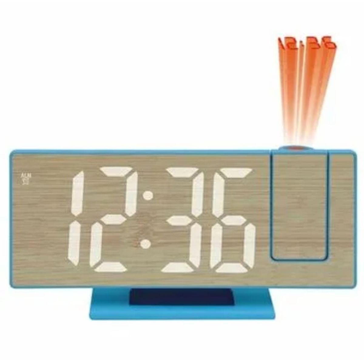 AMAZON - RELOJ  DIGITAL DE ESCRITORIO CON PROYECTOR  HUMEDAD Y TEMPERATURA AZUL