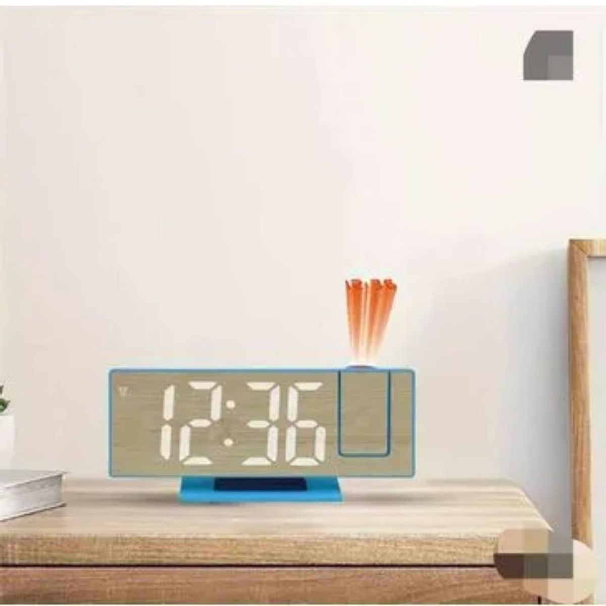 AMAZON - RELOJ  DIGITAL DE ESCRITORIO CON PROYECTOR  HUMEDAD Y TEMPERATURA AZUL