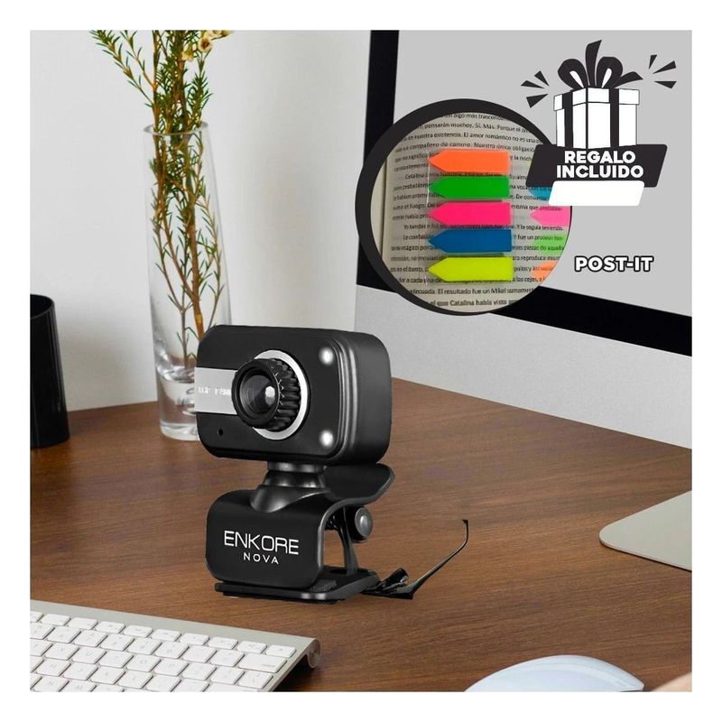 GENERICO - Camera para Computadora en Color Negro Y+Post-it Adhesivos