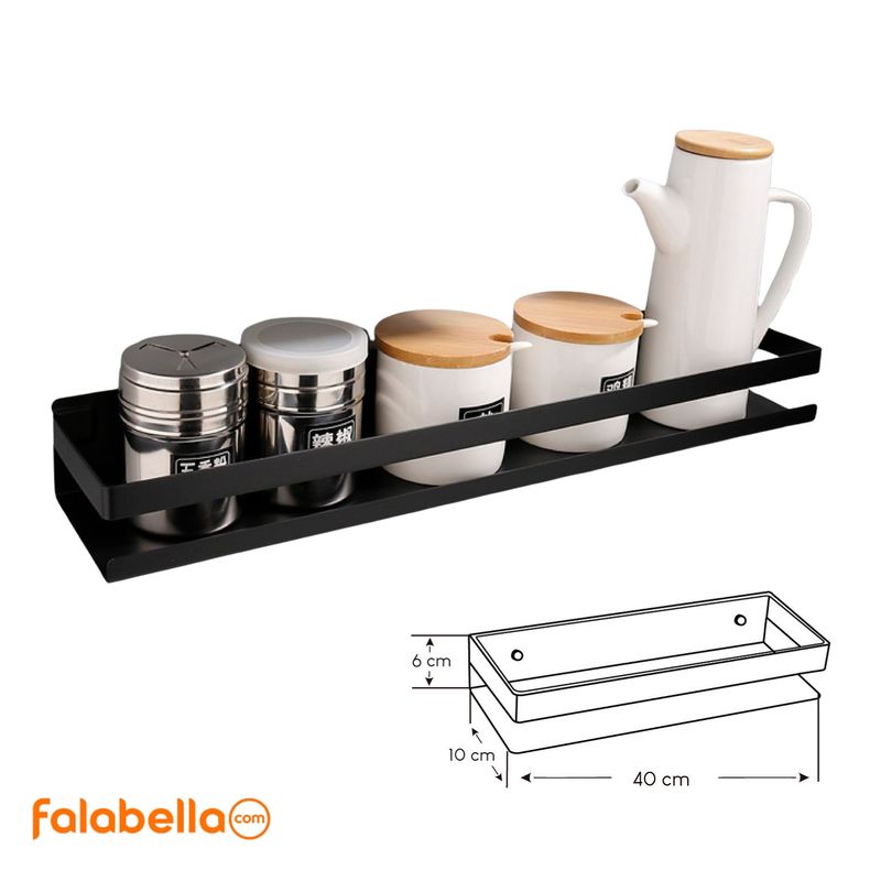 GENERICO - Repisa de Acero Inoxidable Negro Mate de 40 cm