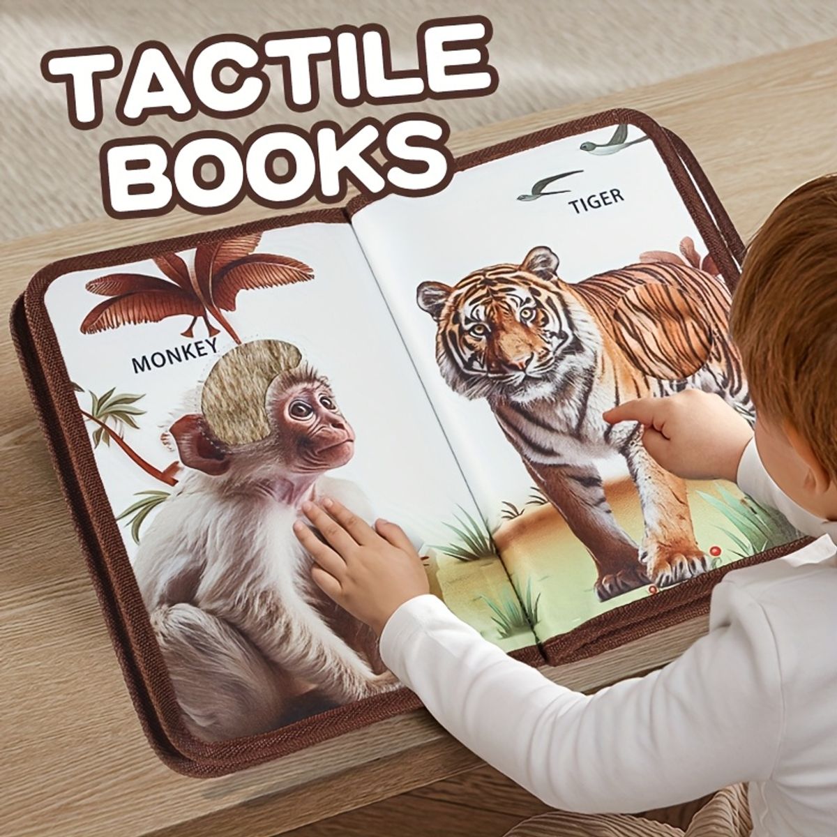 VATYERTY - Libro táctil de animales para niños Naranja