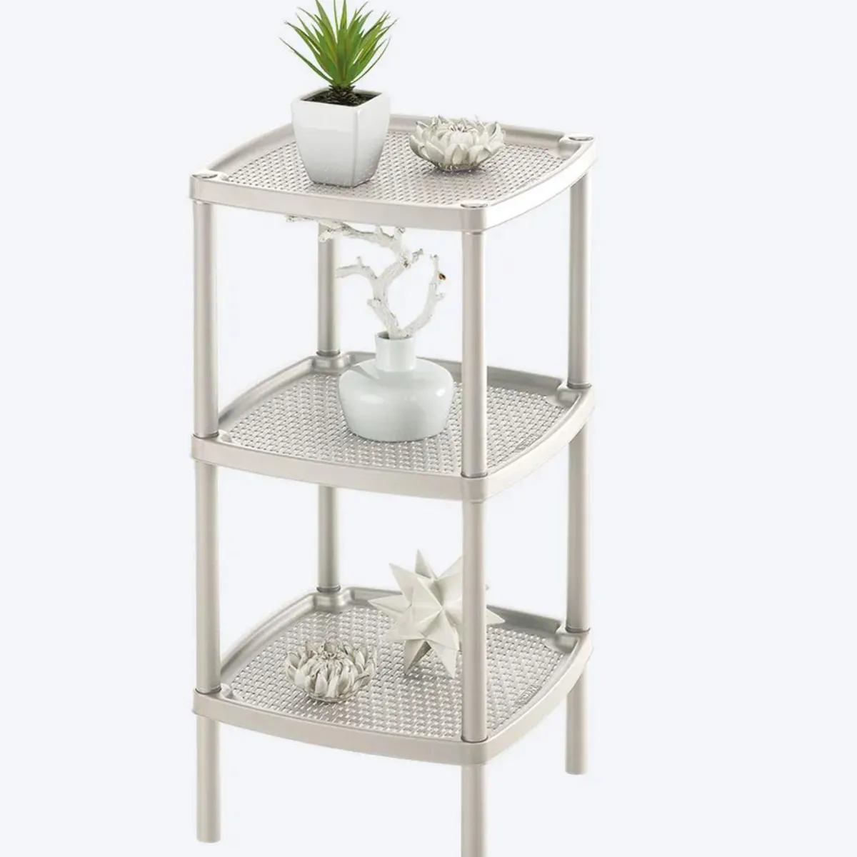 RIMAX - Mesa Multiuso Cuadrada 3 Niveles Taupe Rattan- rimax