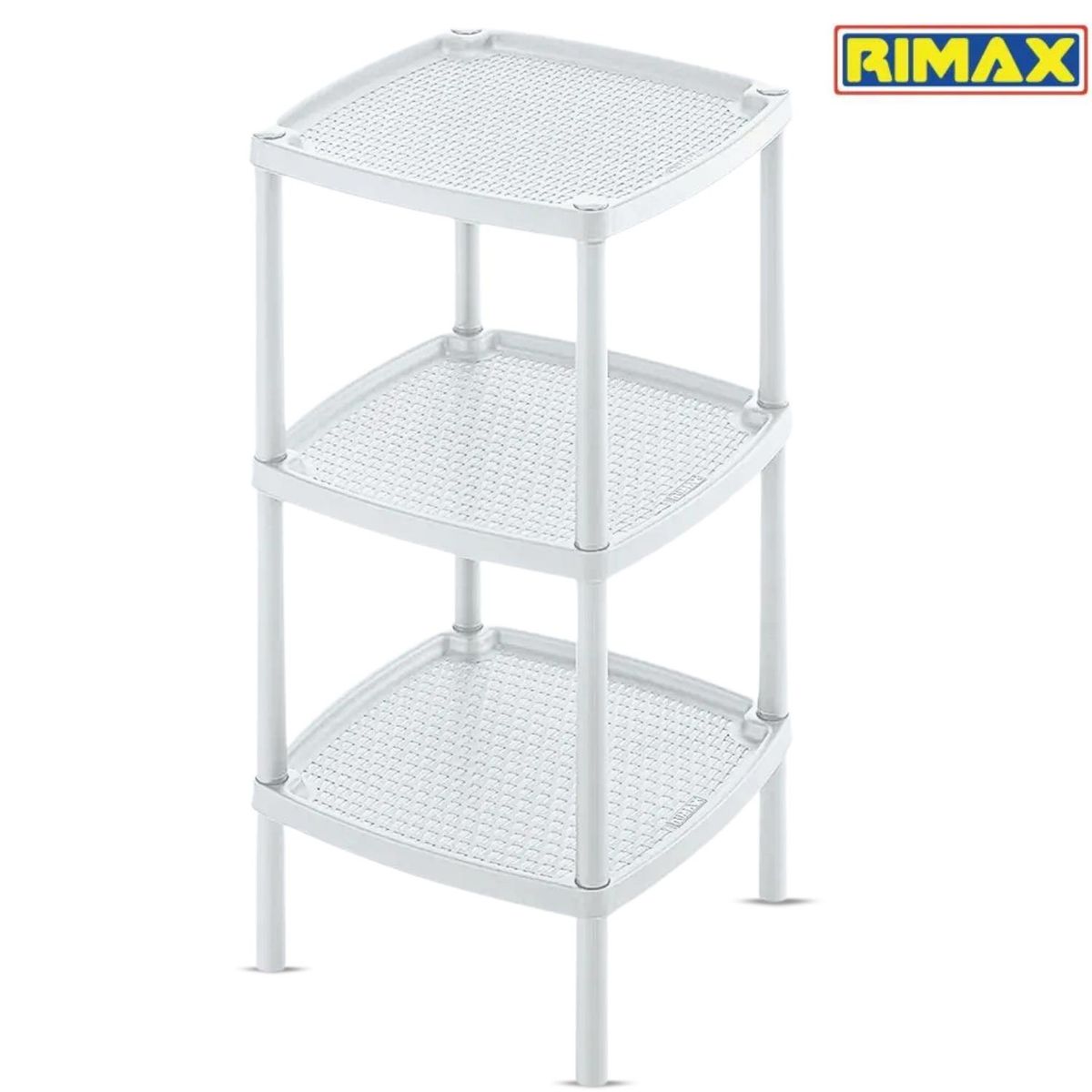 RIMAX - Mesa Multiuso Cuadrada 3 Niveles Blanco Rattan- rimax