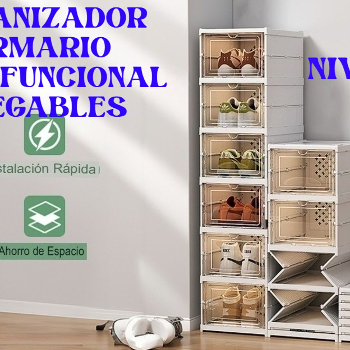 GENERICO - CAJA ORGANIZADOR ARMARIO DE ALMACENAMIENTO PLEGABLE DE 6 NIVELES