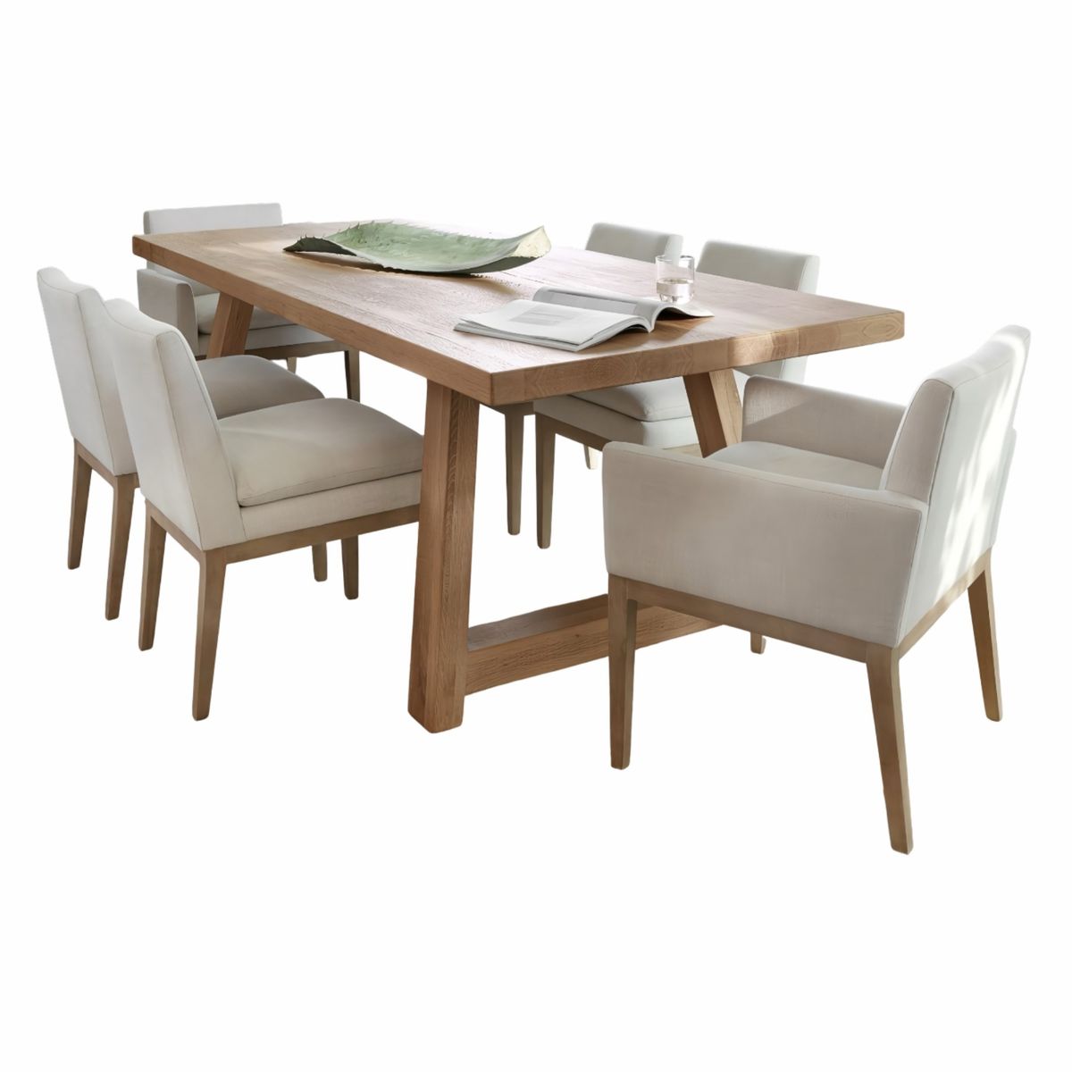 STIL NOVO - JUEGO DE COMEDOR 6 SILLAS OLIVIA BEIGE CLARO