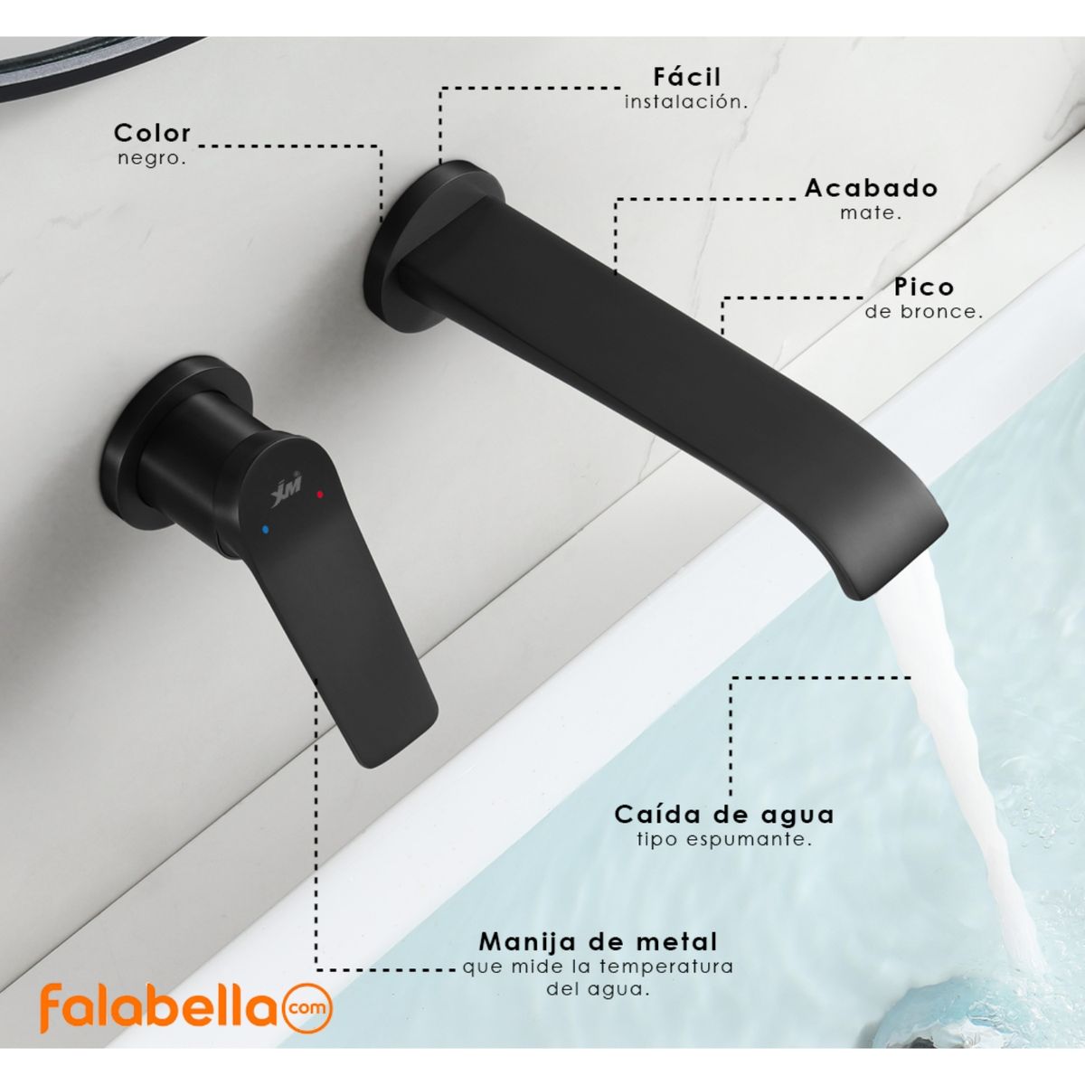 XM - Grifo Mezcladora para Ducha Tina M7401 Negro