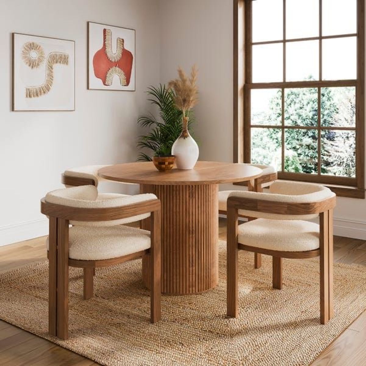 STIL NOVO - JUEGO DE COMEDOR 4 SILLAS MICAELA BEIGE CLARO