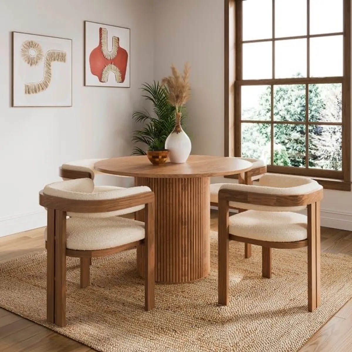 STIL NOVO - JUEGO DE COMEDOR 4 SILLAS MICAELA BEIGE CLARO