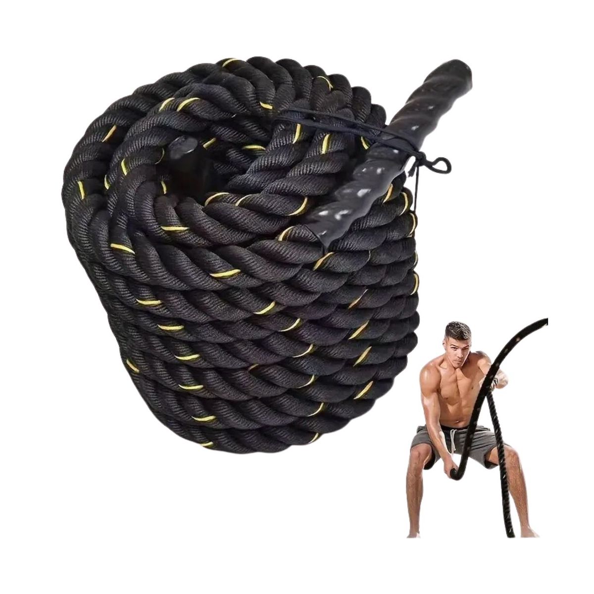 GENERICO - Soga Crossfit Cuerda de Entrenamiento de 9 mts x 1.5 " para ejercicio