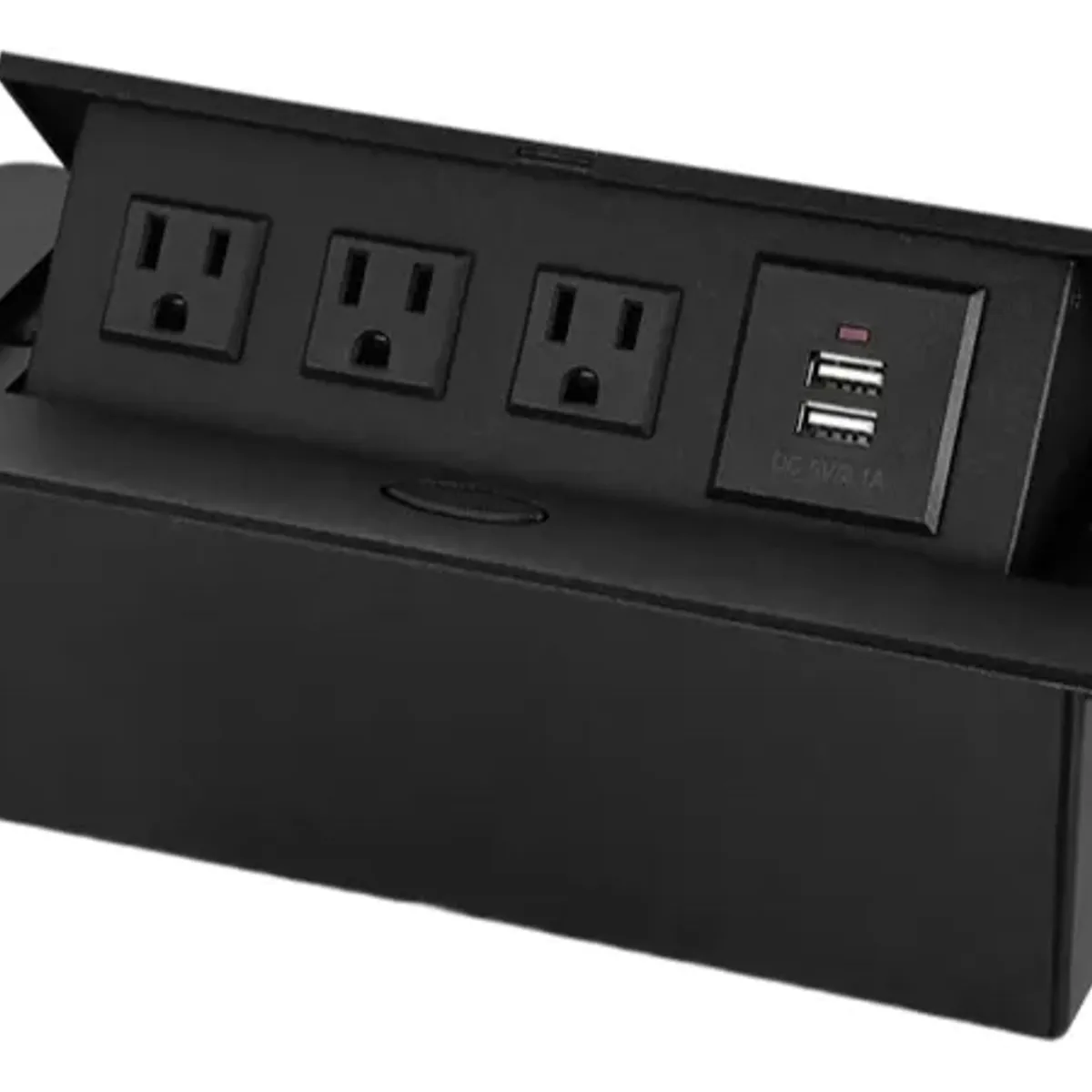 PUREPOWER - Enchufe Escritorio Embebido Placa Multi Contactos 3 Y 2 Usb-Negro