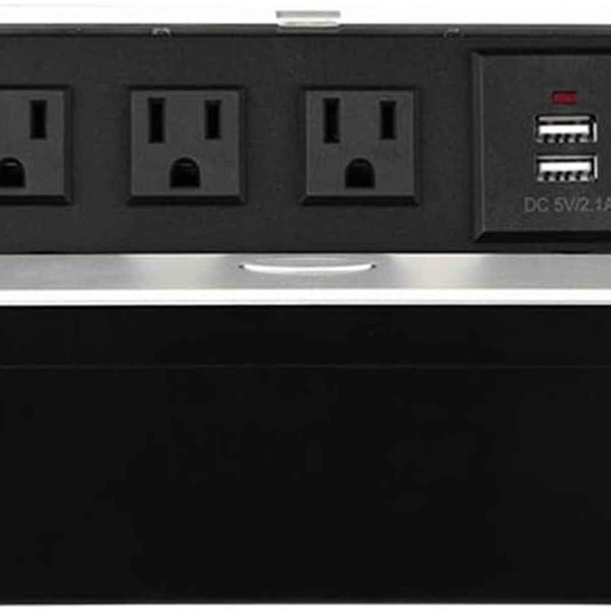 PUREPOWER - Enchufe Escritorio Embebido Placa Multi Contactos 3 Y 2 Usb-Plata