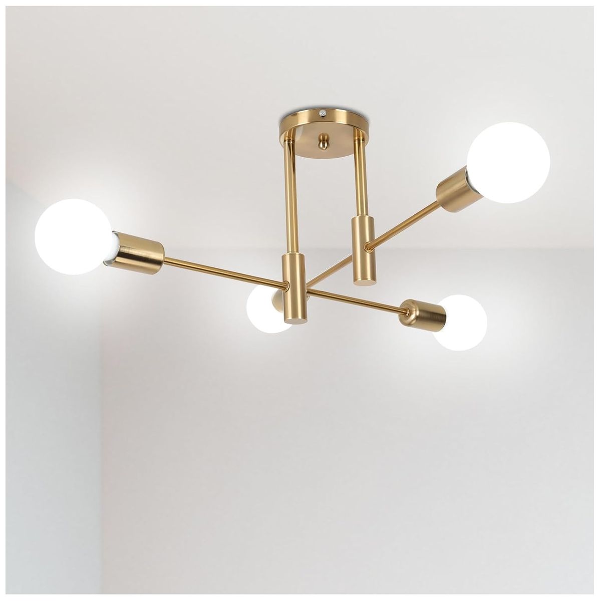 GENERICO - Lámpara araña dorado Incluye 4 bombillas de 3 tonos de luz