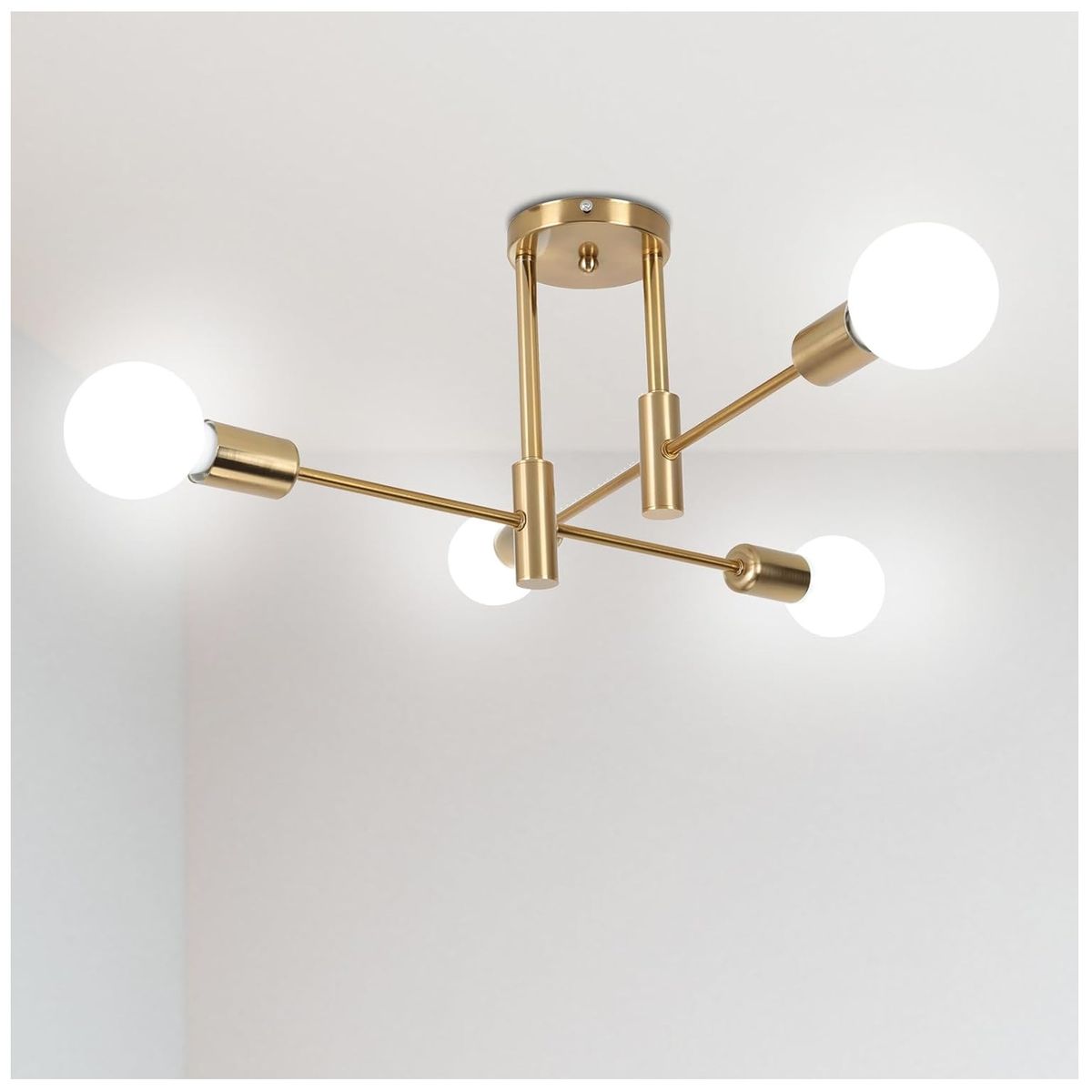 GENERICO - Lámpara araña dorado Incluye 4 bombillas de 3 tonos de luz