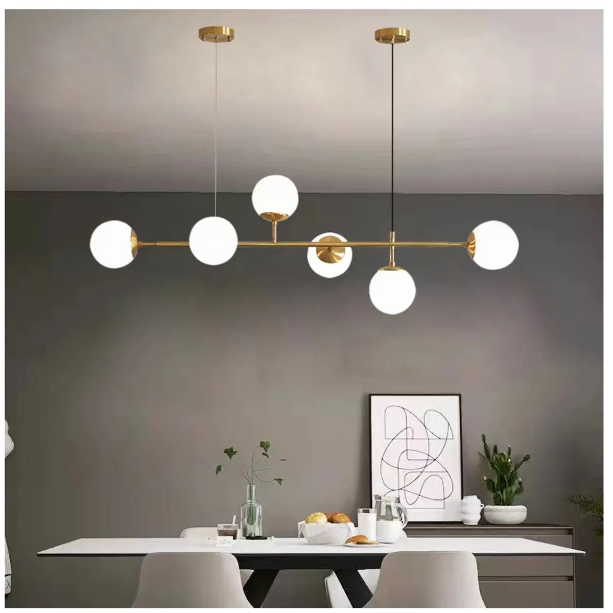 GENERICO - Lámpara de techo colgante de cristal dorado + focos