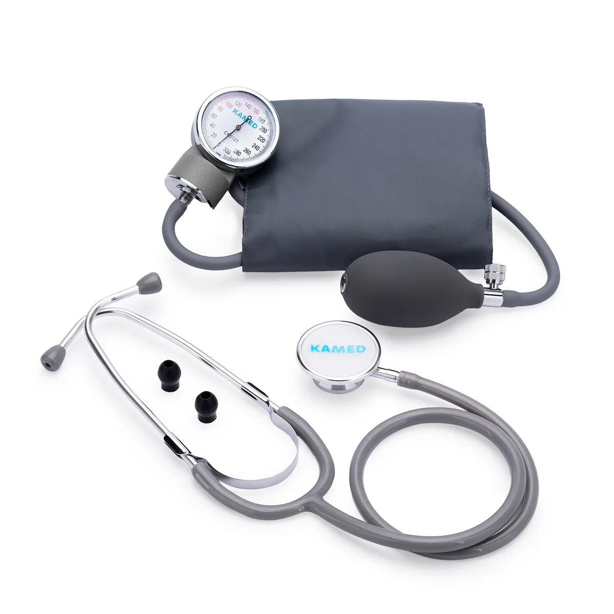 GENERICO - Tensiómetro Manual Aneroide con Estetoscopio KAMED Gris