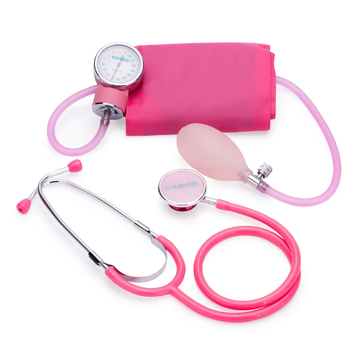 GENERICO - Tensiómetro Manual Aneroide con Estetoscopio KAMED Rosado