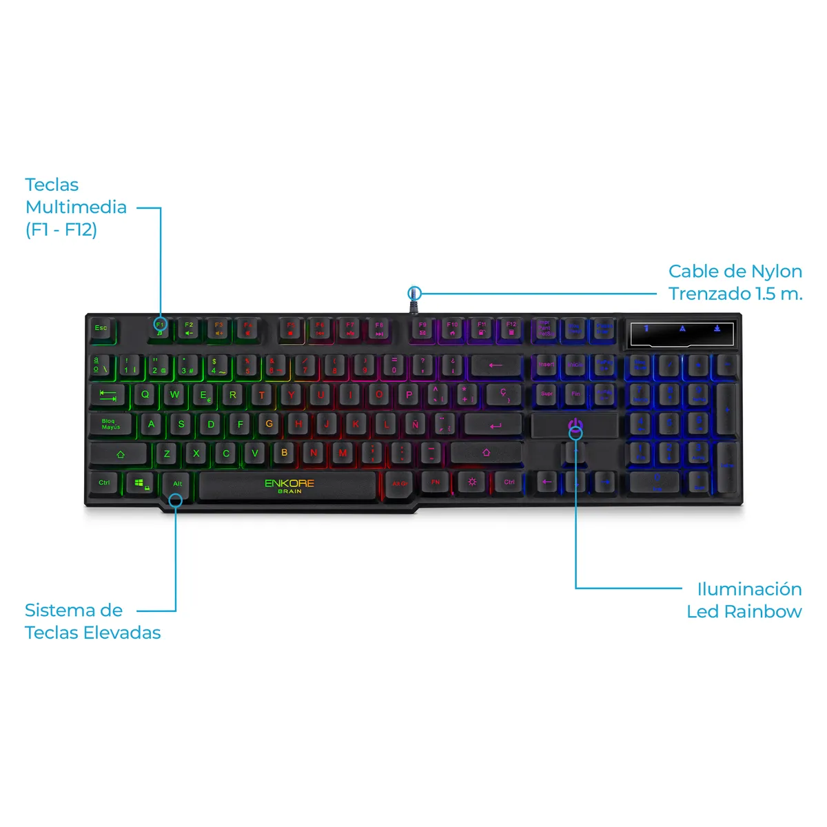 ENKORE - Teclado Gamer RainbowLED Enkore Brain ENK 603